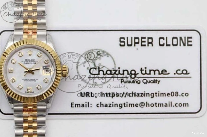 MiroTime 0105 Datejust 28mm 279179 SS YG TWF Best Edition White Diamonds Markers Dial on SS YG Jubilee Bracelet NH SunProtective 2144